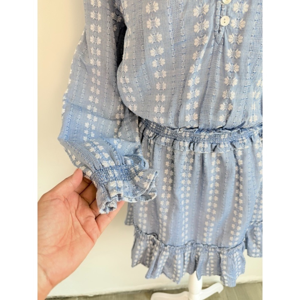 Veronica Beard Espie Smocked Mini Dress Medium Cotton Boho Prairie Cottagecore - Picture 5 of 10